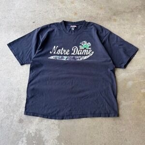 2000s cadre notre dame irish navy tee